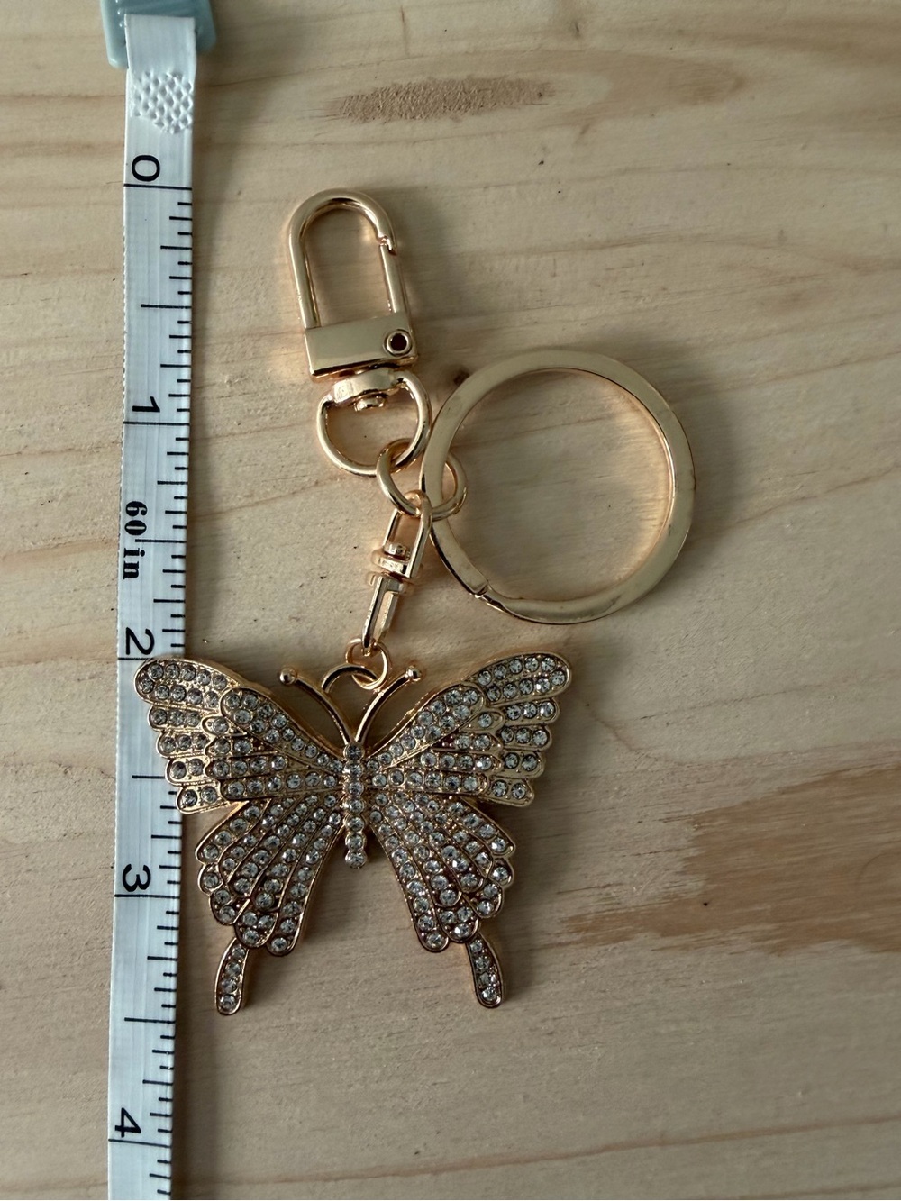 Gold Butterfly Crystal Keychain Charm - Picture 3 of 4